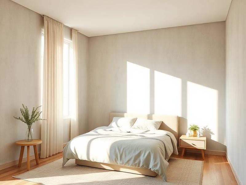 Neutral limewash with wood grain panel condo bedroom by Pico X Health