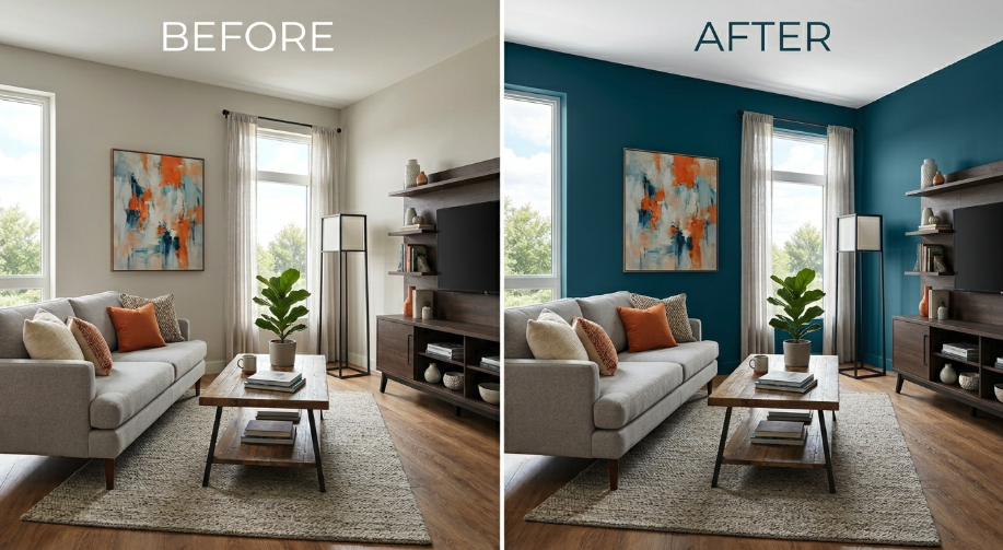 Living room before repainting, Pico X Health Singapore